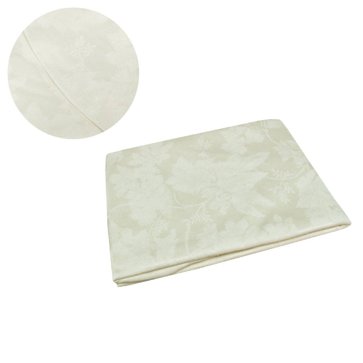 Damask Jacquard Polyester Tablecloth 180cm Round Grapes Cream - NuSea